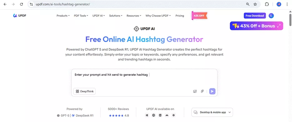 hashtag generator updf ai