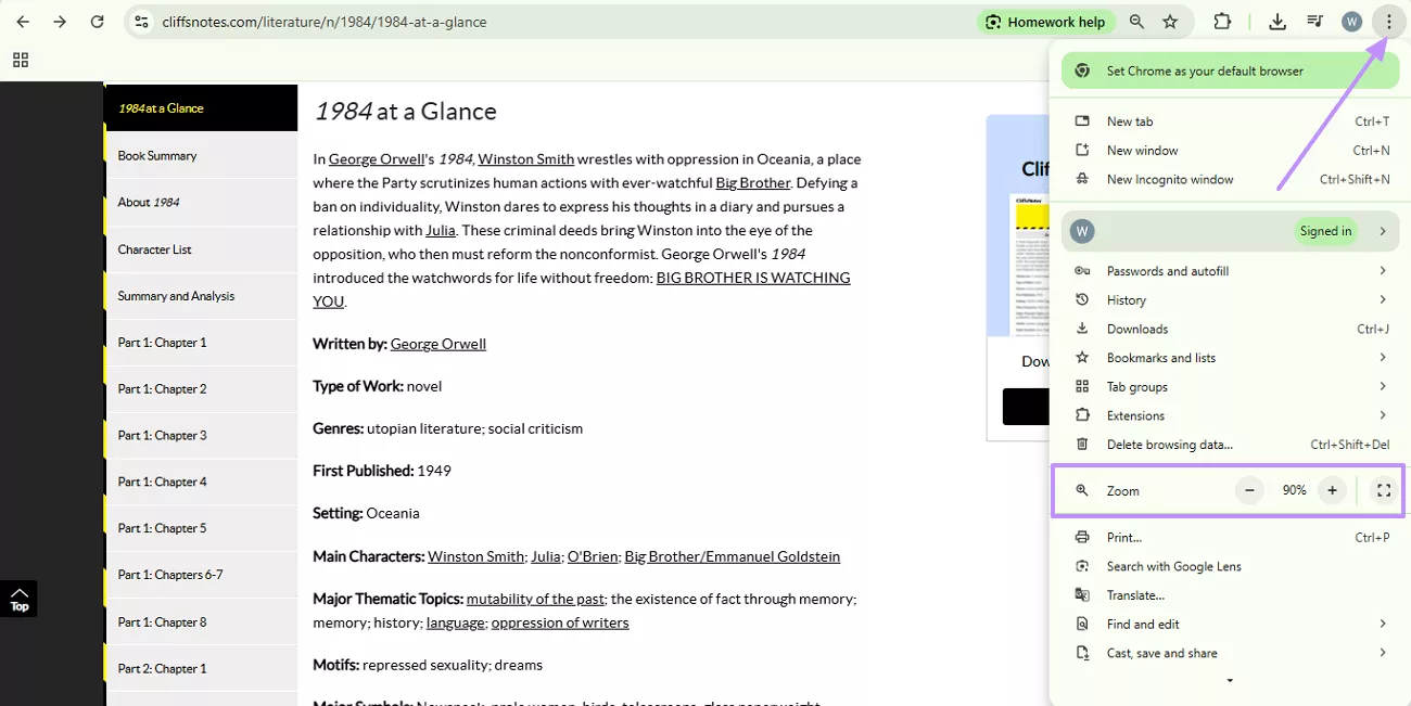  adjust zoom level chrome