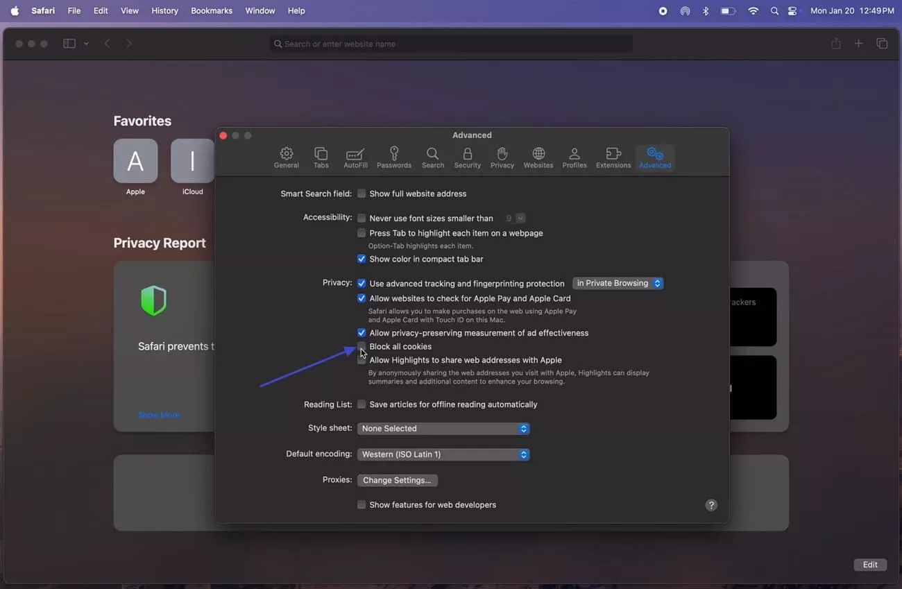 deselect block all cookies to allow
