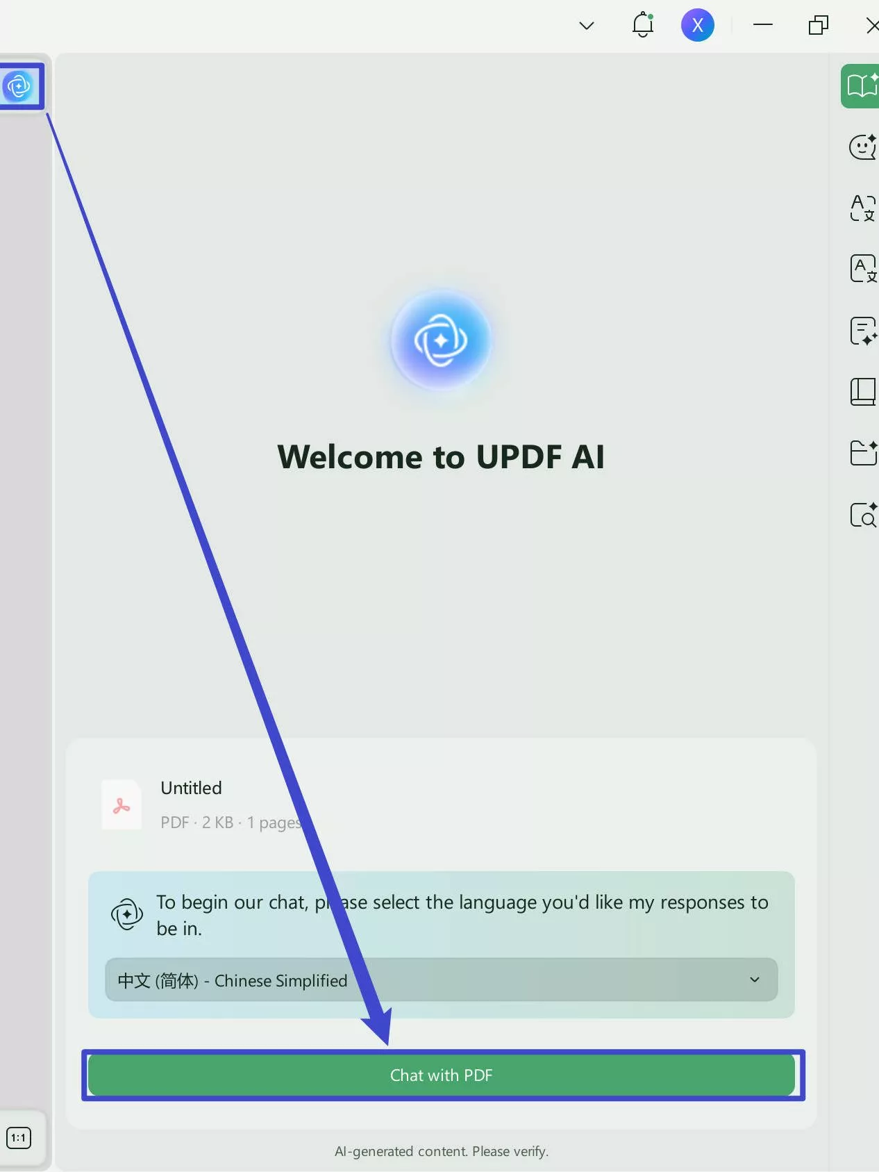 open updf ai assistant and click get started on windows and mac