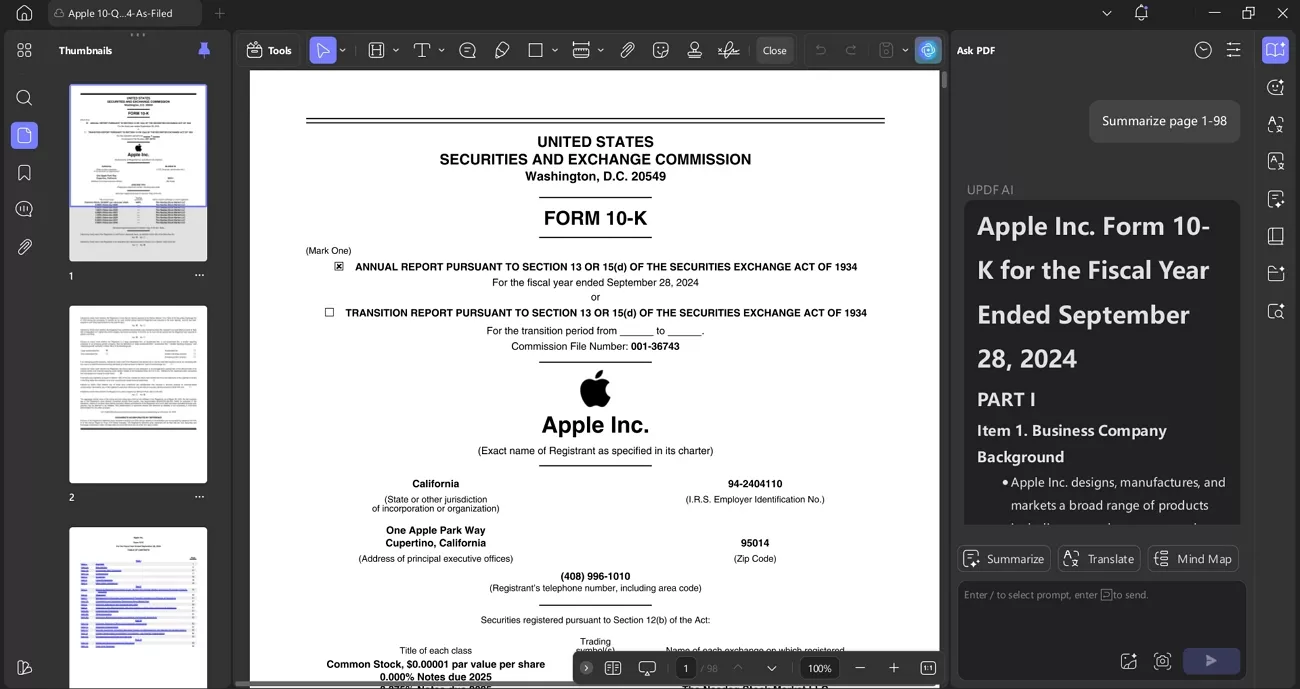 chat with pdf files in updf