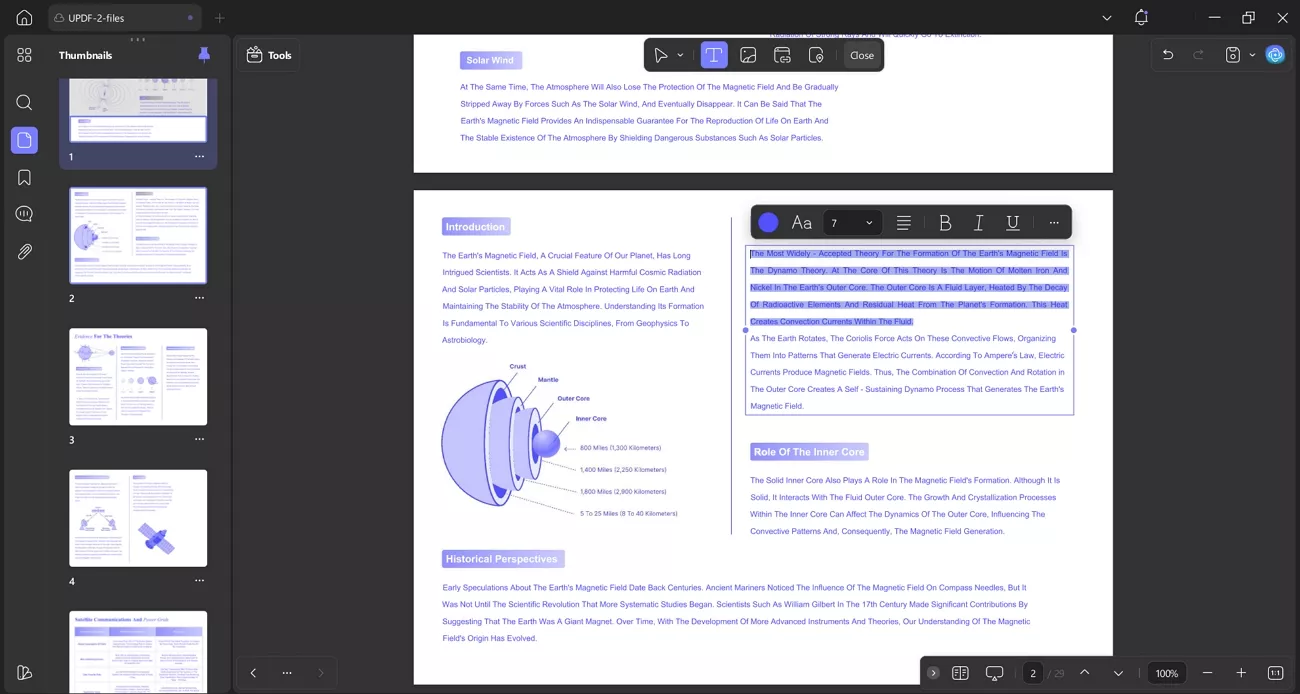 updf change text color and size