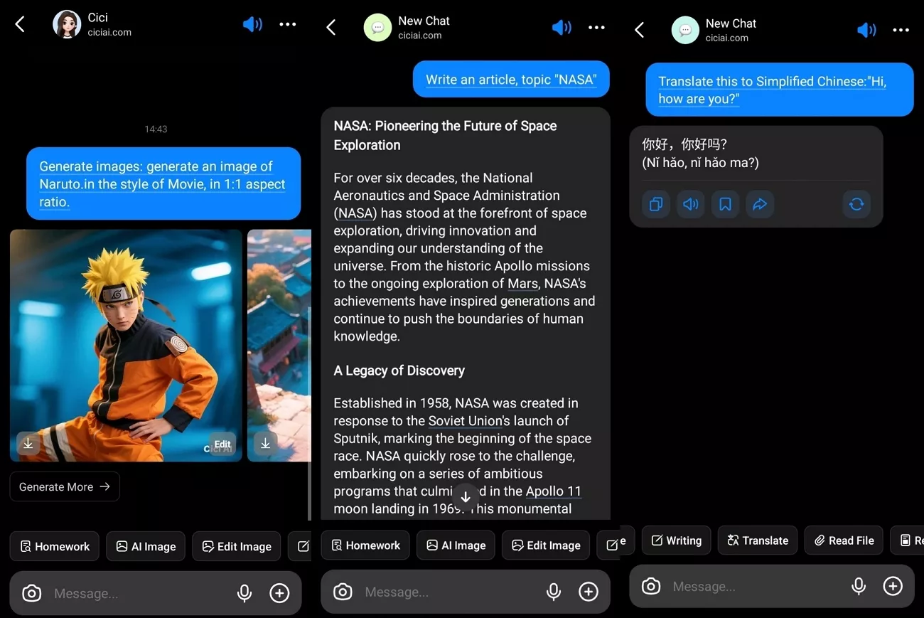 generate image with cici ai