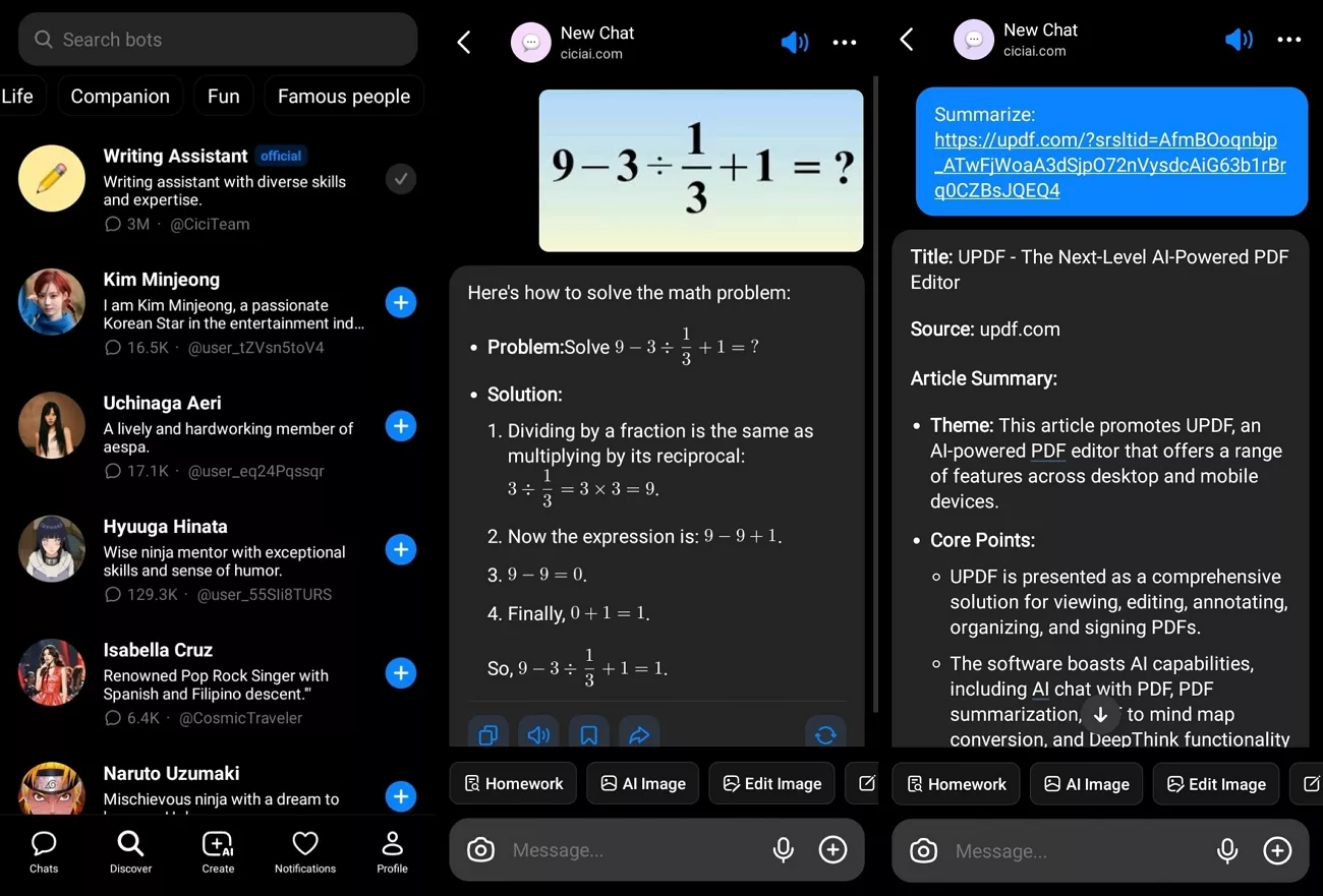 get cici ai bots and reading