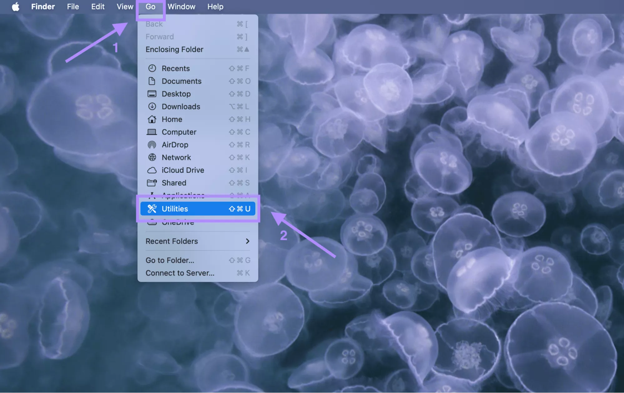  click go select utilities mac