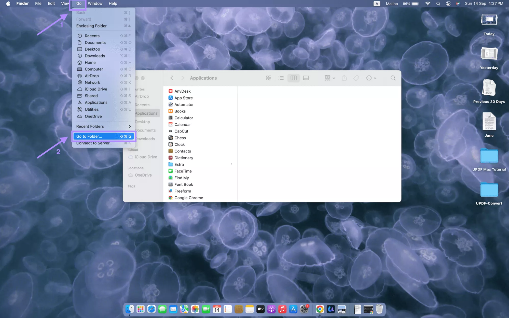 click go to open go to folder mac