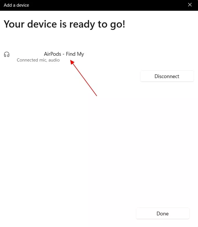 windows connect airpods
