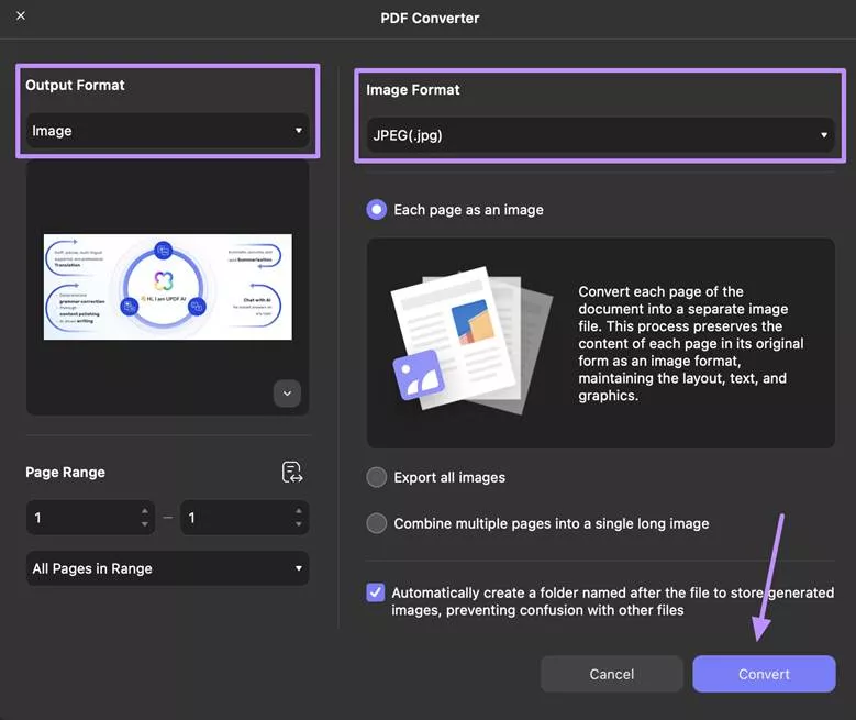 convert pdf to image updf mac