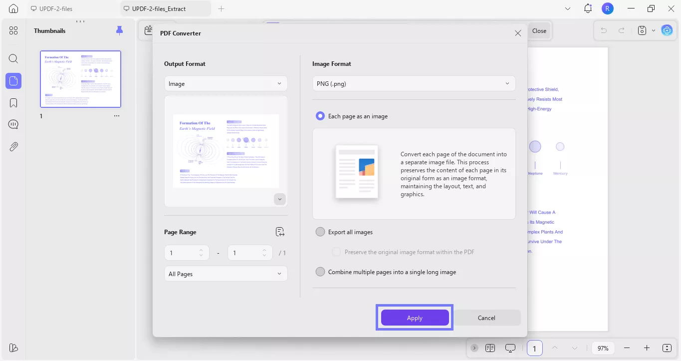 convert the pdf to image updf windows