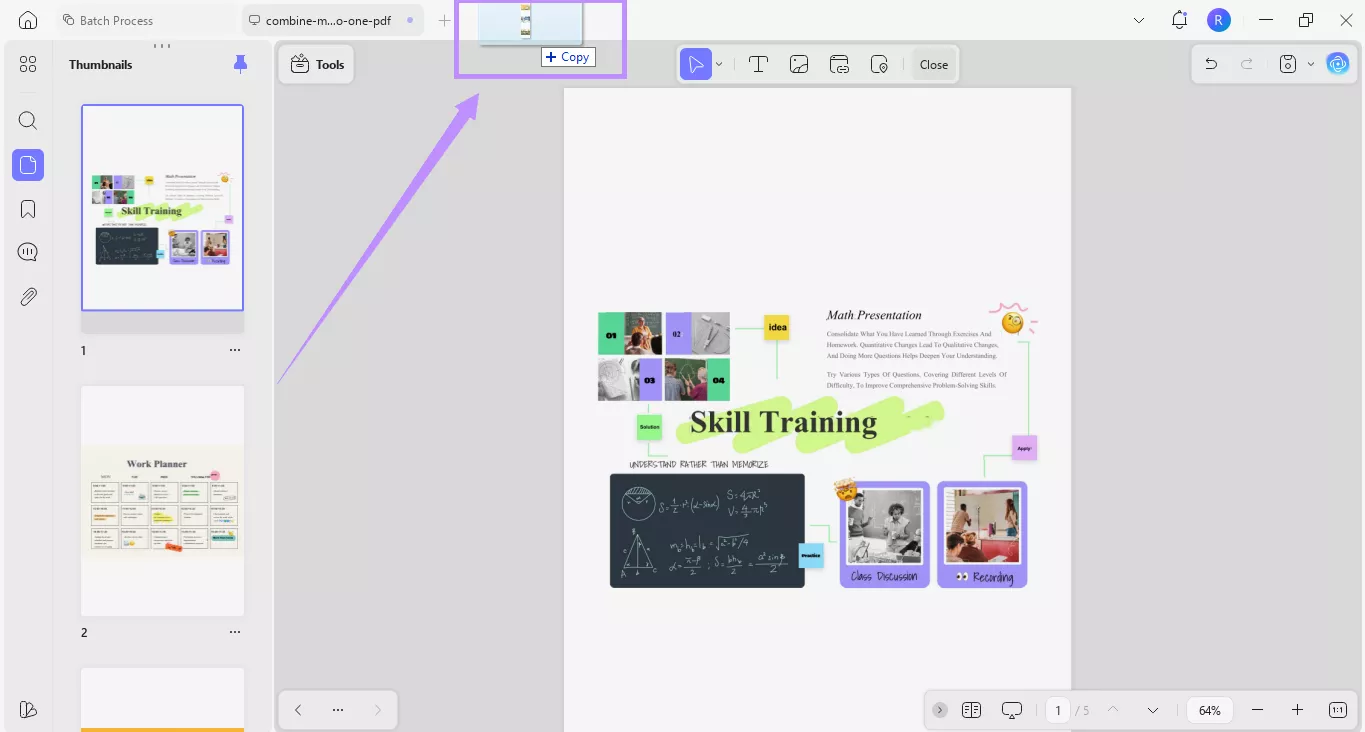 Alt-text: drag the file to the tab updf windows