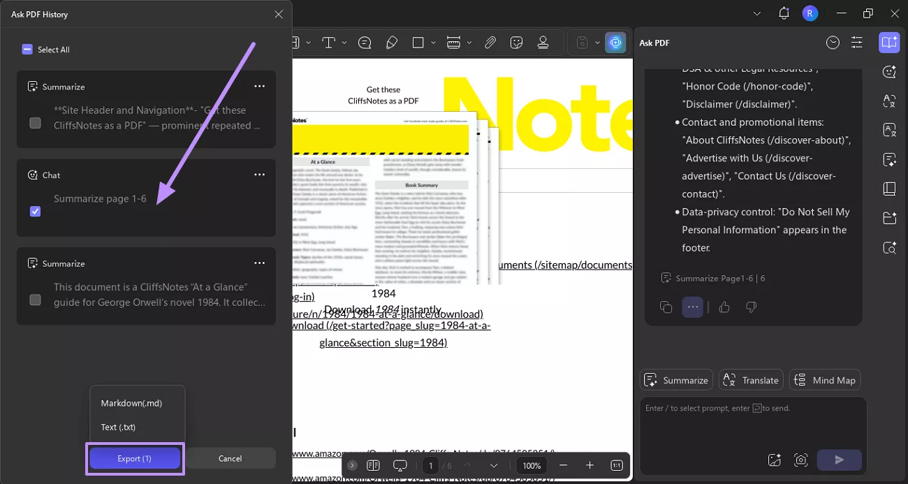 export in desired format updf ai windows