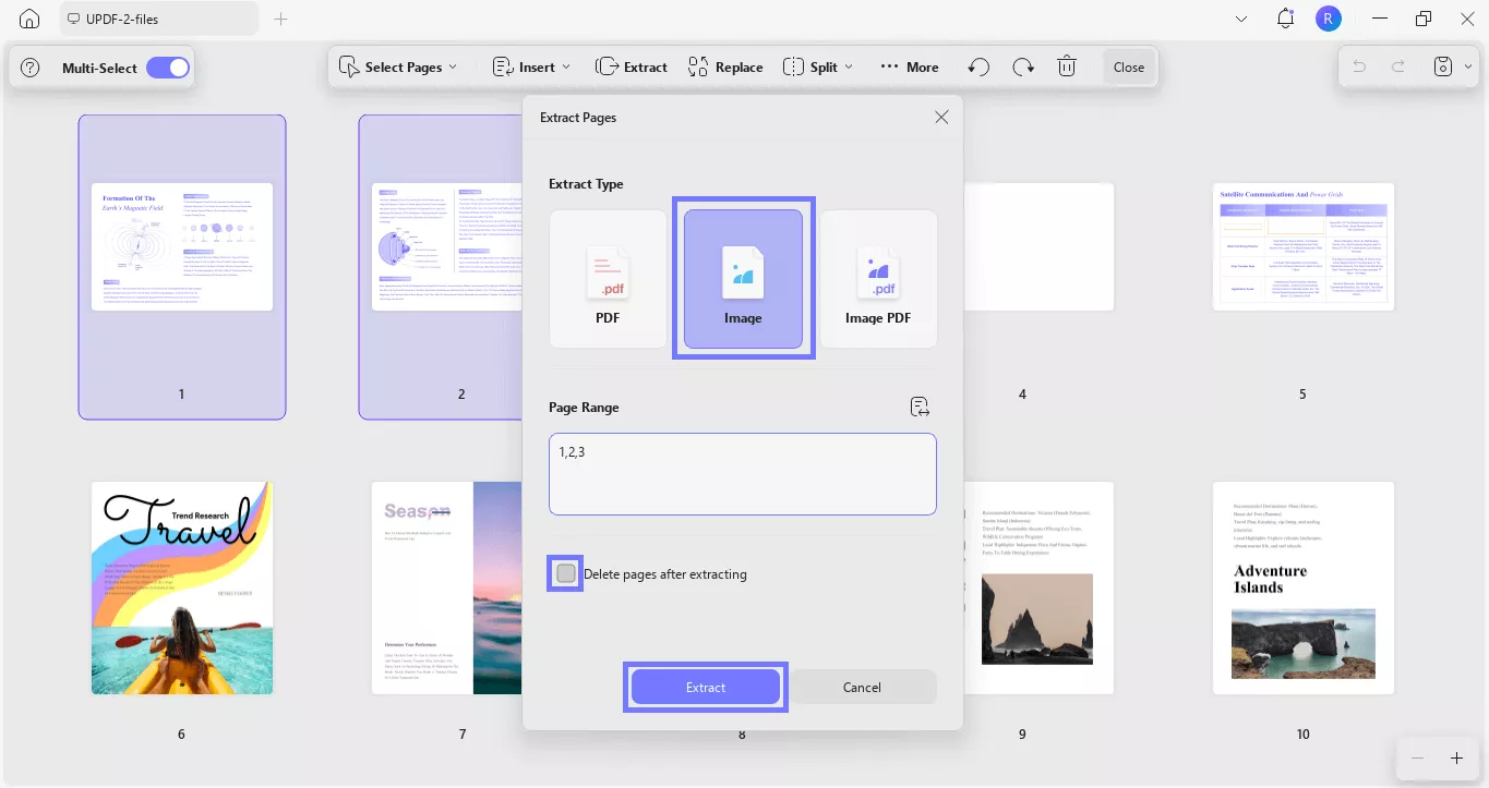  extract the selected pages updf windows