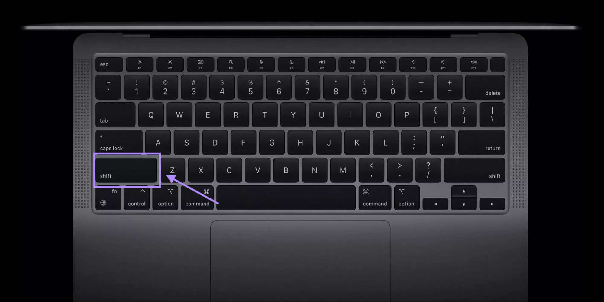 long press shift key mac