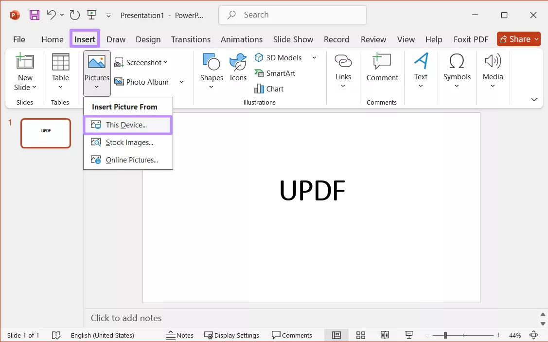  open image in powerpoint updf windows