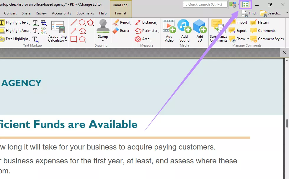 select full screen mode pdf xchange pdf editor