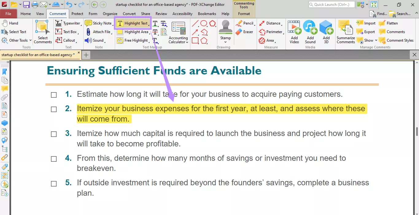 use highlight text pdf xchange editor