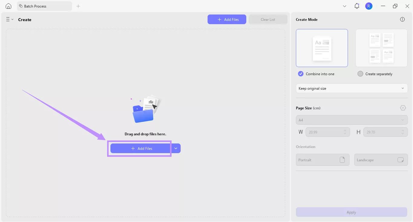click the add files button updf windows