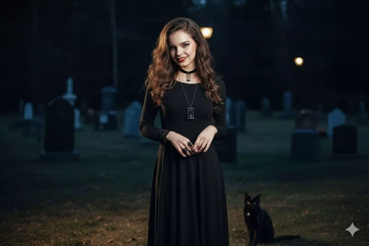 generate standing in graveyard portrait