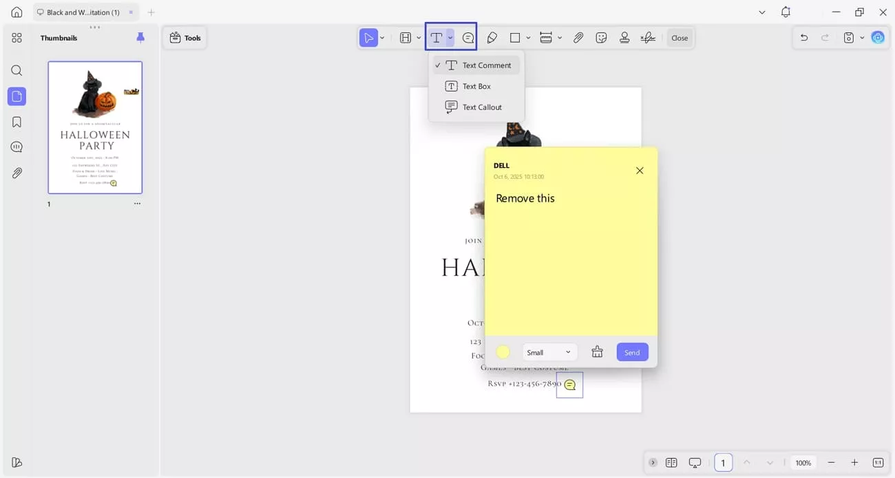 use sticky notes for comments