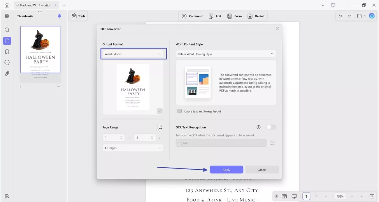 convert invitation pdf to another format
