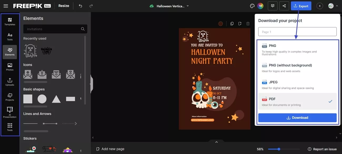 add elements to templates with freepik