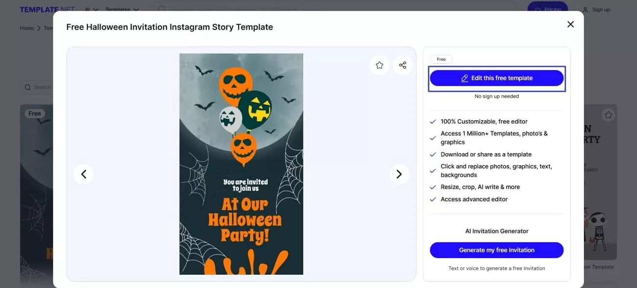 edit templates with template.net free