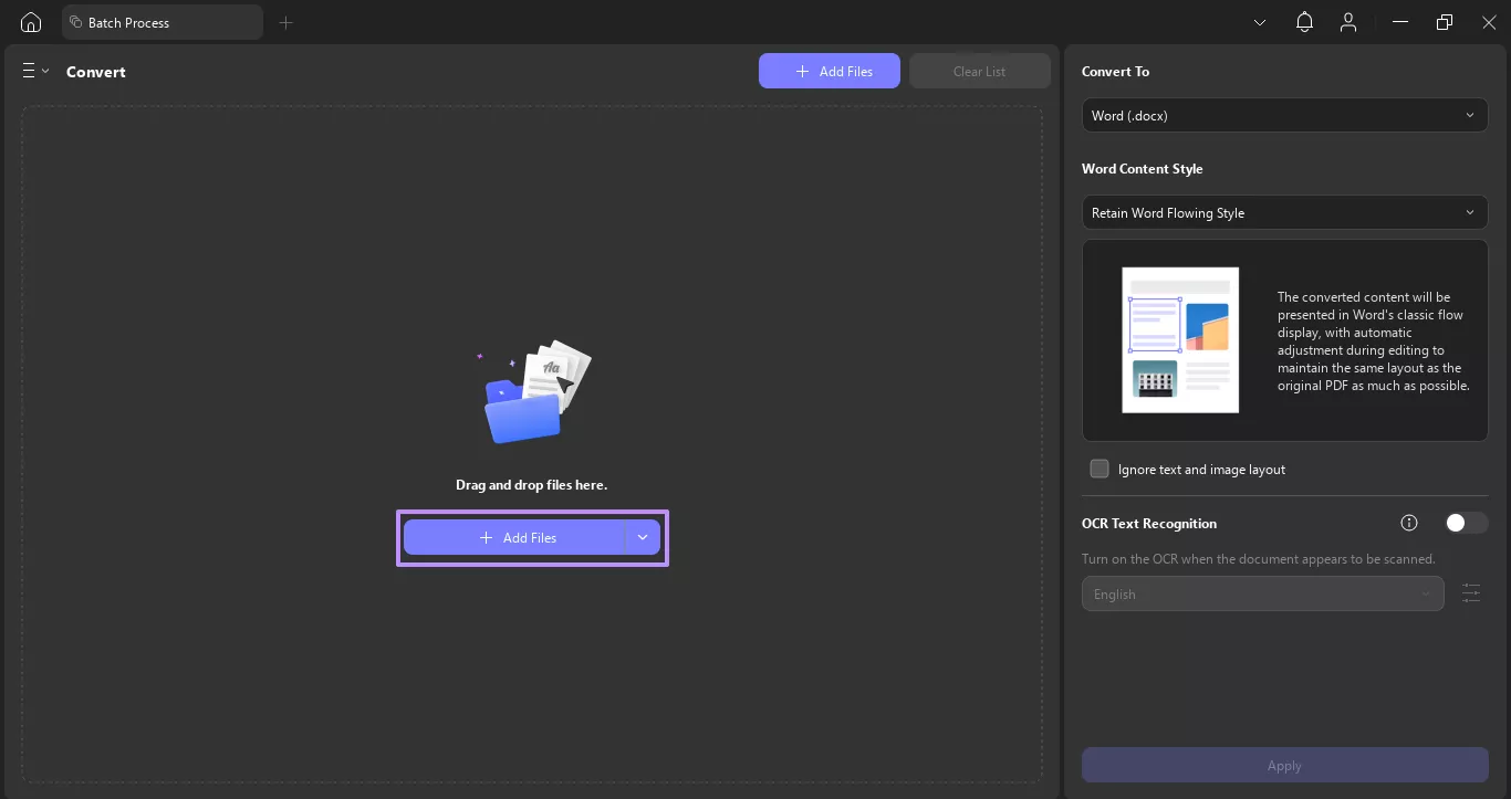import pdf file for conversion updf windows