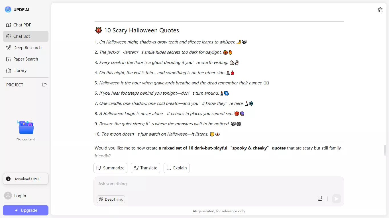 scary halloween quotes by updf ai online