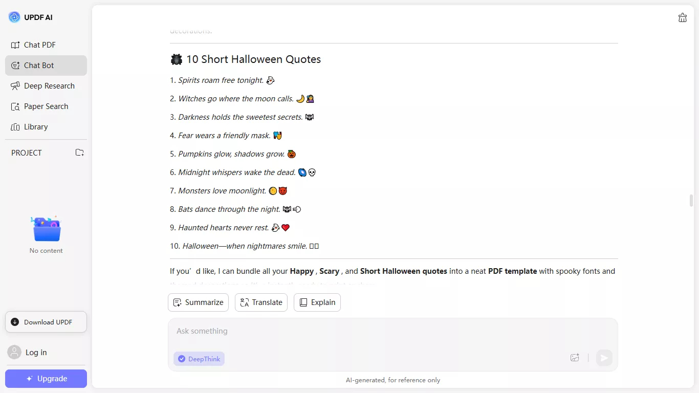 short halloween quotes by updf ai online