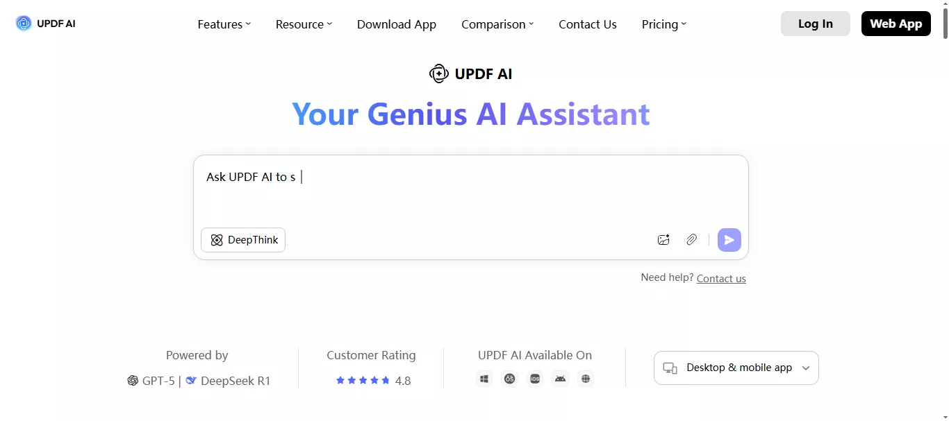 updf ai online web interface