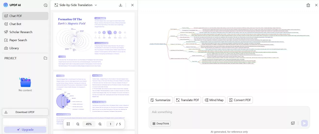 chat pdf to mindmap updf ai 