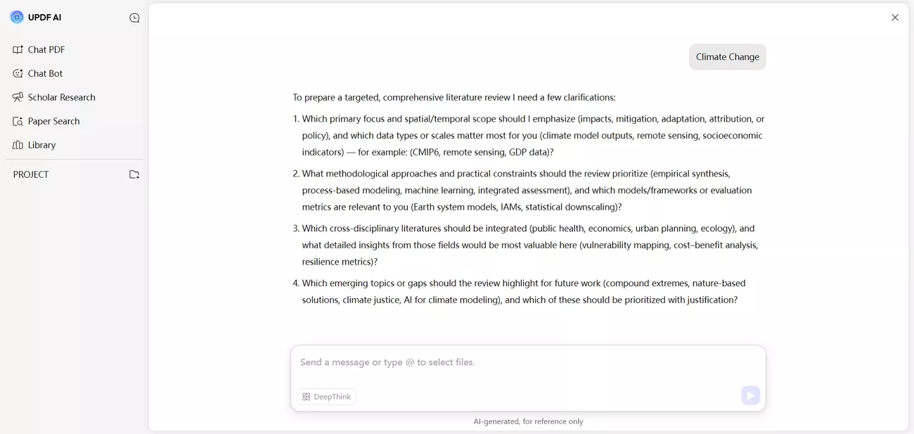 use scholar research updf ai feature