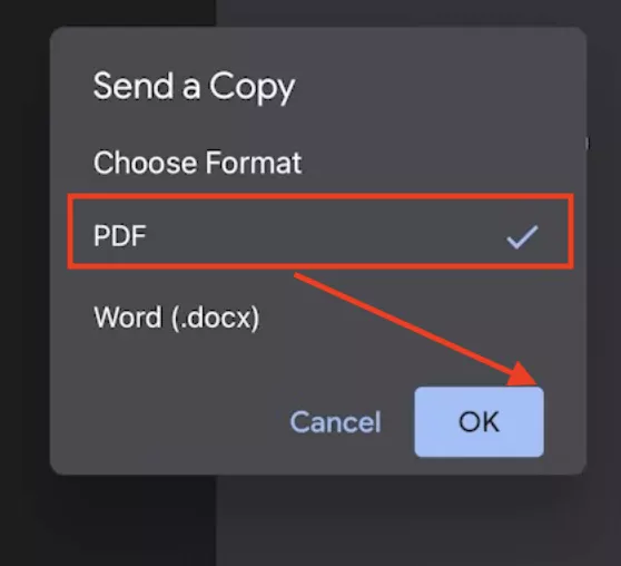 choose format  and ok