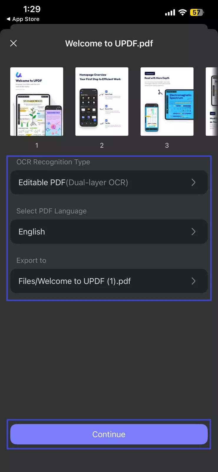 select language and start