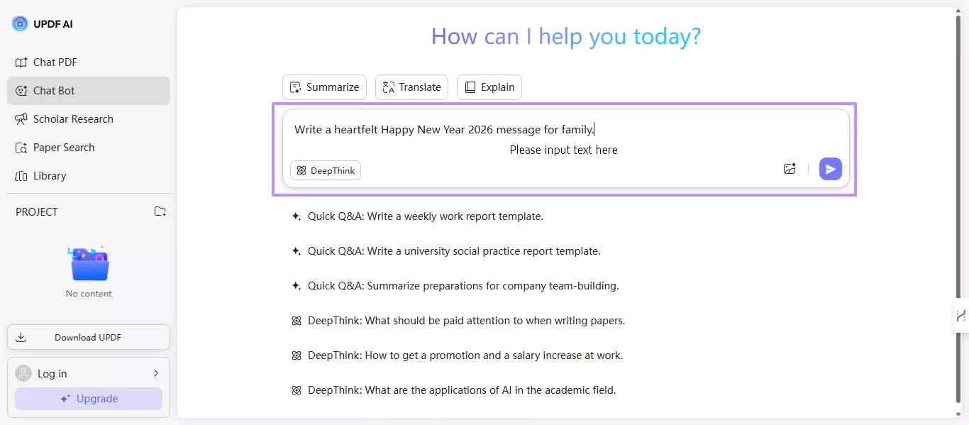 typing a prompt in the chat box