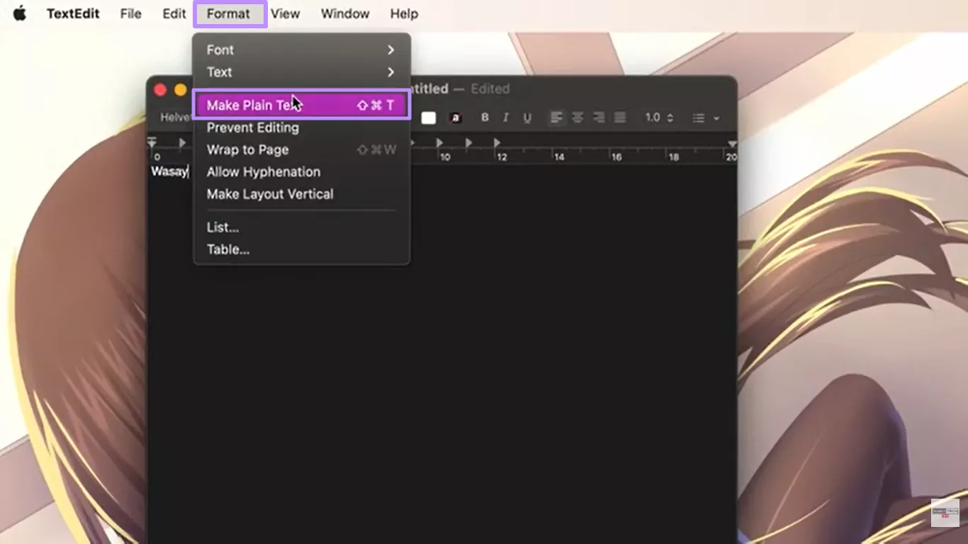 choose the plain text option