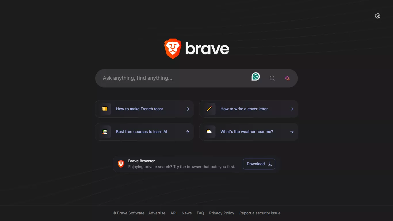 brave search interface 
