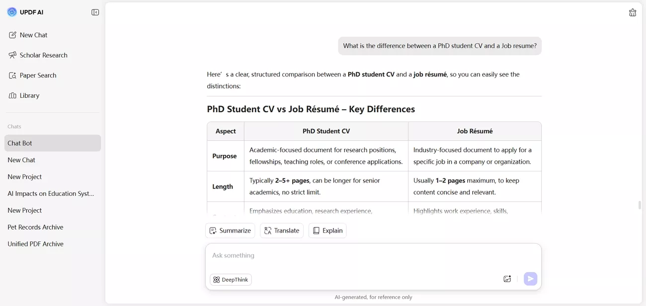 ask updf ai questions queries