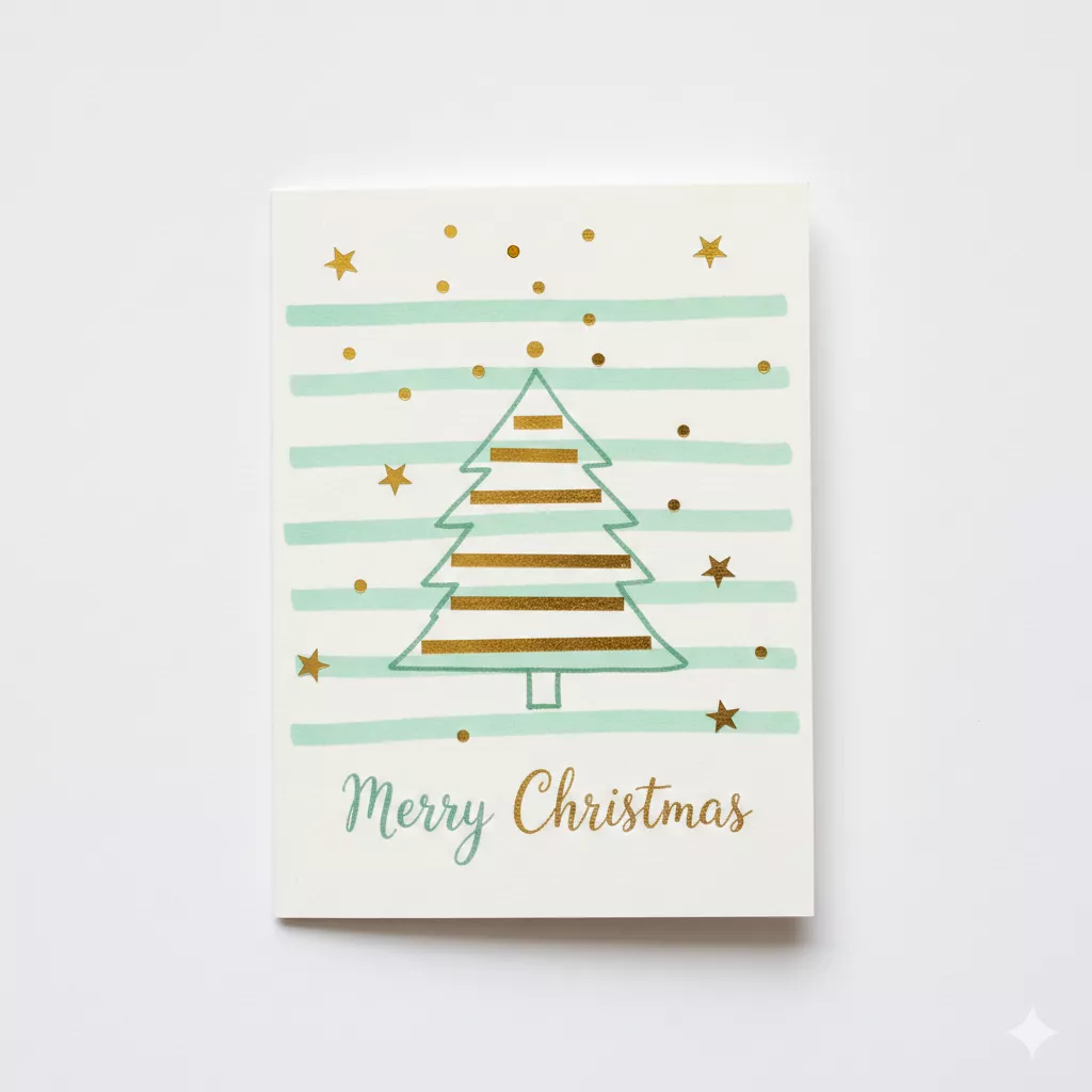 minimalist mint-and-gold card