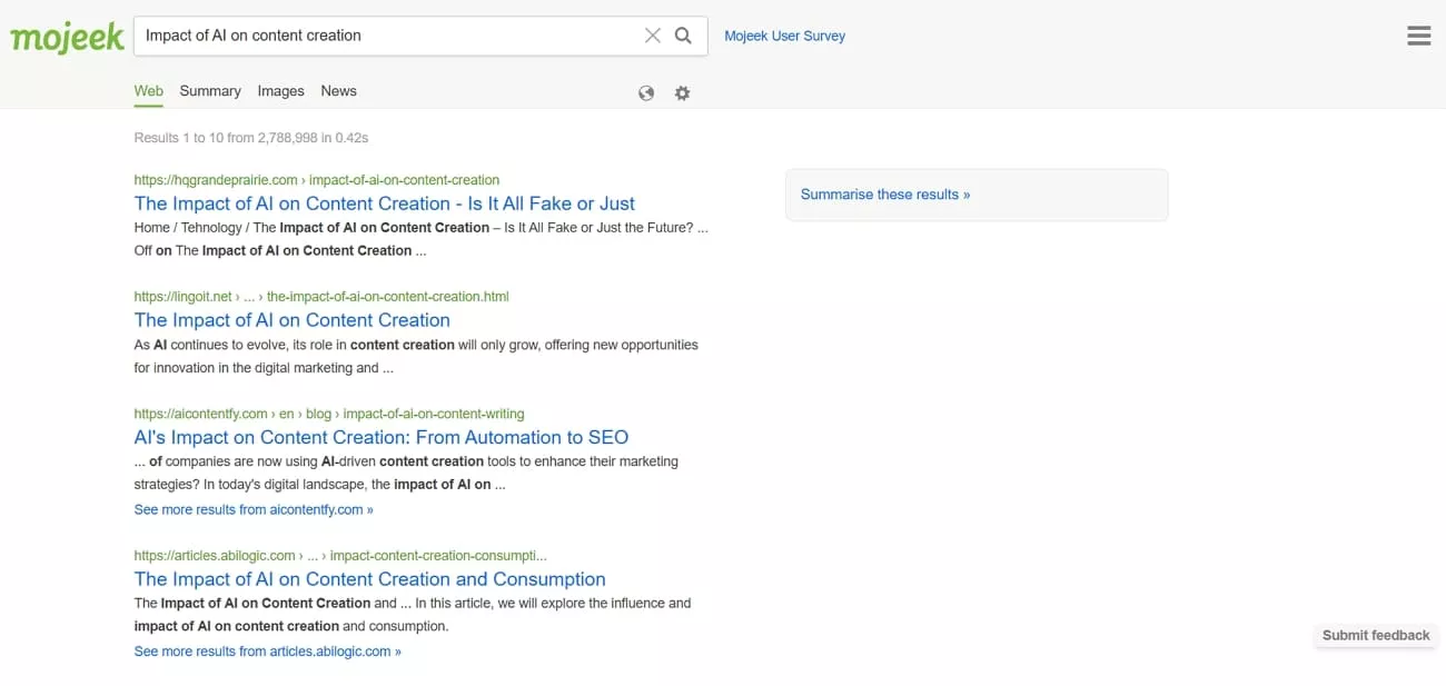 reviewing mojeek search engine