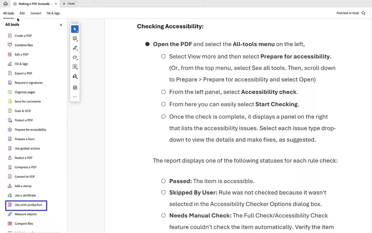 navigate to use print production