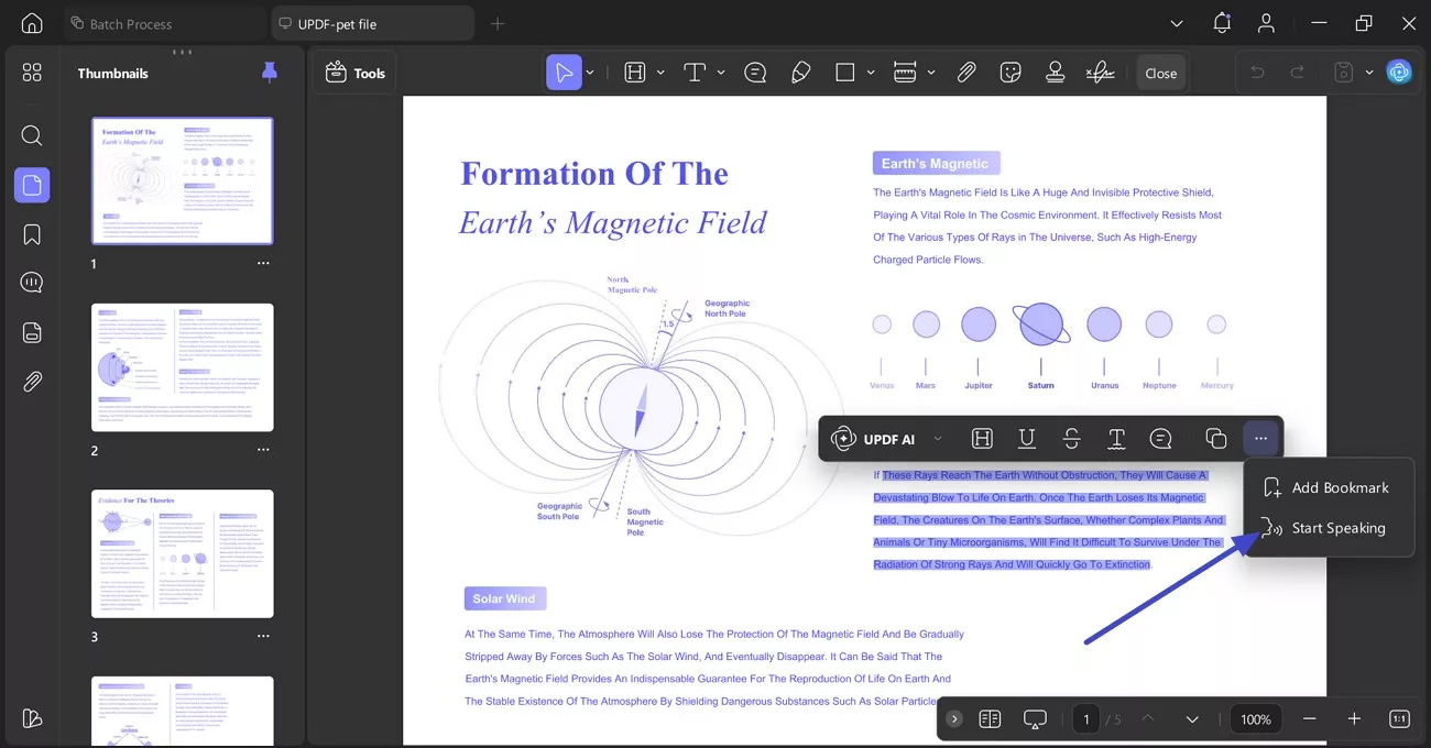 choose start speaking option updf