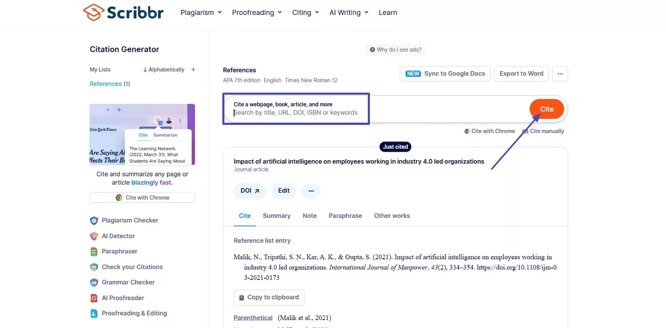 generate accurate citations with scribbr
