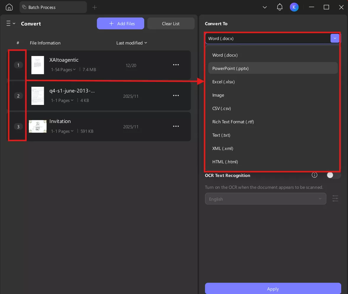 UPDF converting Word and Excel files into PDF format