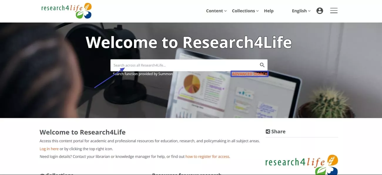 access advanced search mode research4life