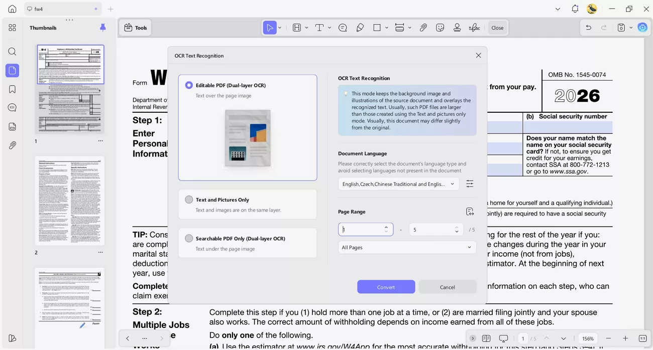 turn scanned form pdfs ocr