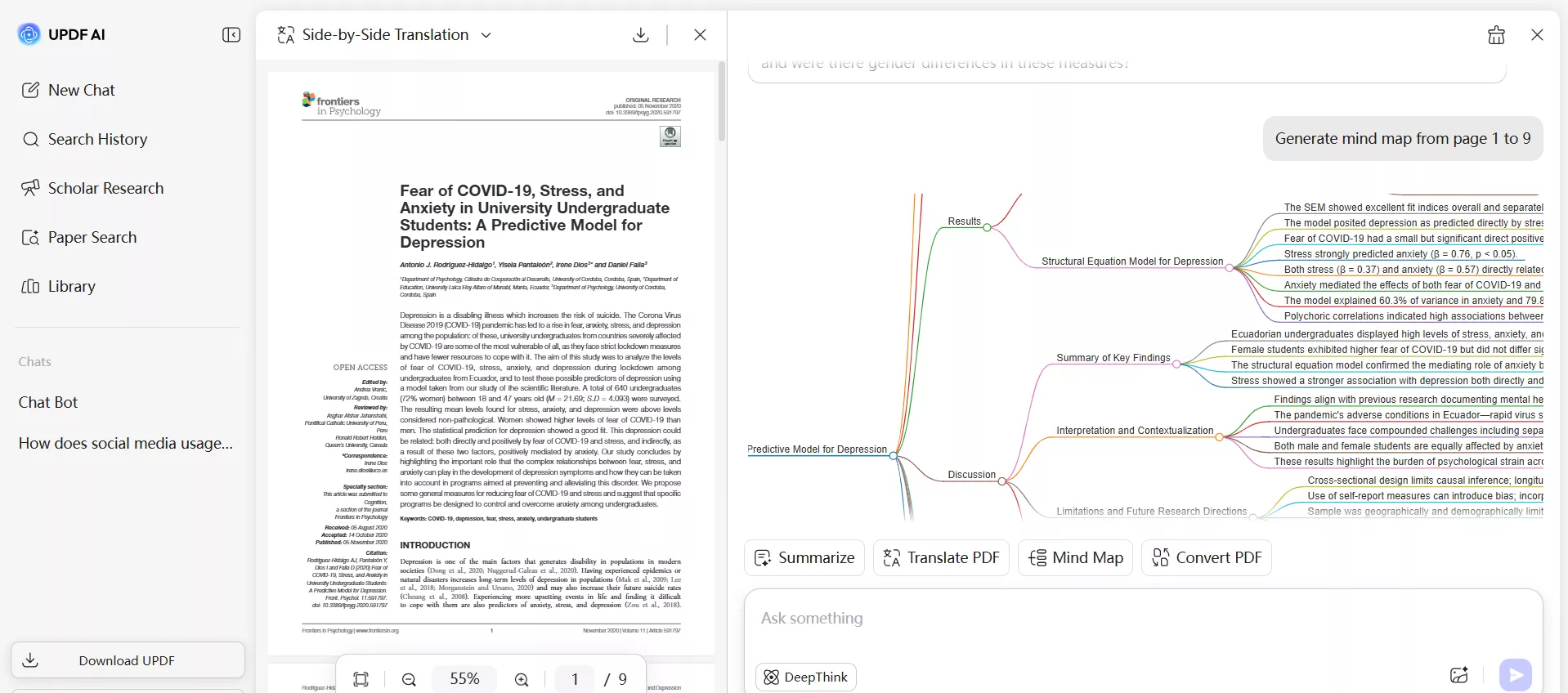 updf ai generate a mind map