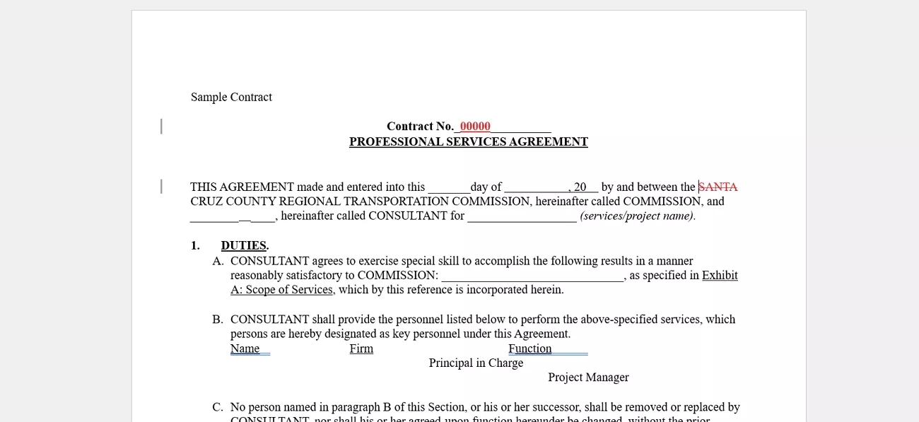 word strikethrough markup deleted text