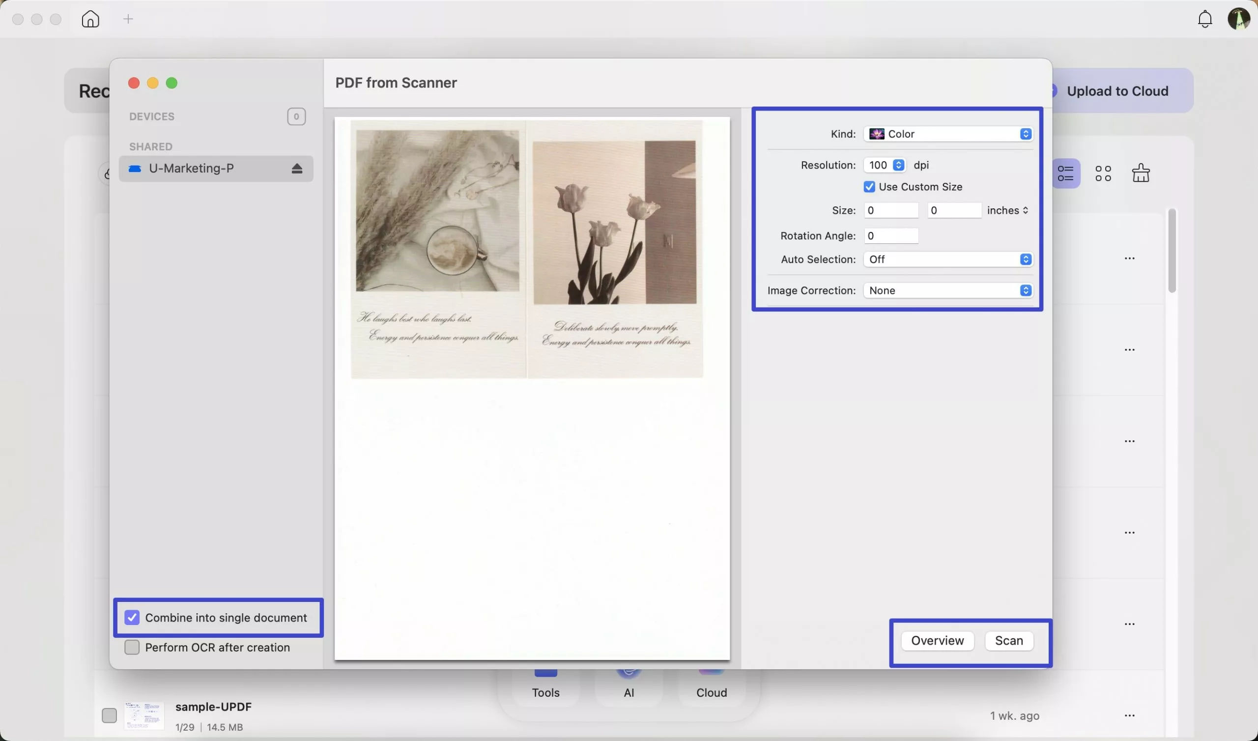 updf-select-scan-area